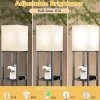 Lampadaire Salon avec 3 Étagères et Tiroir Lampadaire Autoportant Moderne avec Luminosité Réglable et 1 Port USB