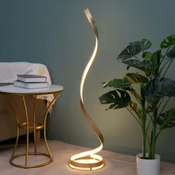 Lampadaire salon ondulé feuille dorée - Millenium