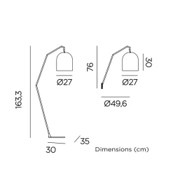 Lampadaire Santorini IP54 9W 900lm blanc l.52,3 x H.165 cm