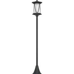 Lampadaire solaire extérieur LED H. 127 cm allumage extinction auto interrupteur marche arrêt noir
