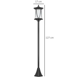 Lampadaire solaire extérieur LED H. 127 cm allumage extinction auto interrupteur marche arrêt noir