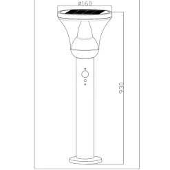 Lampadaire solaire inox très éclairante avec détecteur de présence- Hauteur 93cm- 3 utilisations- 40 LED SMD blanche- 1000 Lumens