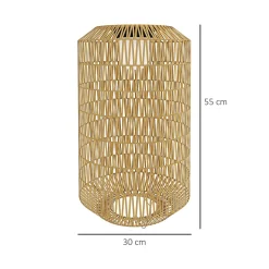 Lampadaire solaire LED en résine tressée filaire style boho dia. 30 x 55H cm beige