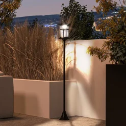 Lampadaire solaire LED extérieur sur pied H. 184 cm noir