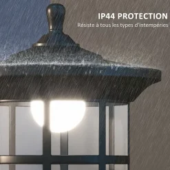 Lampadaire solaire LED extérieur sur pied H. 184 cm noir