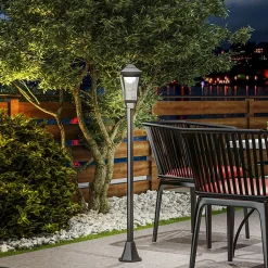 Lampadaire solaire LED extérieur sur pied H. 127 cm noir