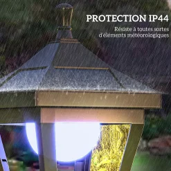 Lampadaire solaire LED extérieur sur pied H. 127 cm noir