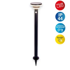 Lampadaire solaire LED NORA piquet de terre exterieur metal plastique noir LED integree luminaire moderne jardin