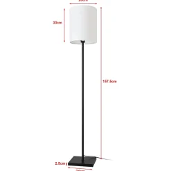Lampadaire Solna E27 hauteur 158 cm noir blanc lux.pro