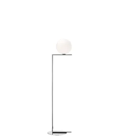 Lampadaire Sphérique E27 Verre Blanc et Métal Chromé Style Nordique Moderne 22cm pour Salon et Chambre
