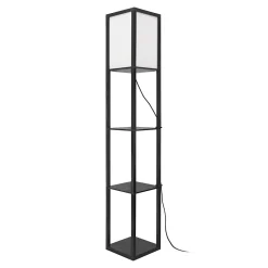 Lampadaire Stapleford avec étagère E27 hauteur 160 cm noir blanc lux.pro