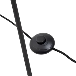 Lampadaire STELO 128,5cm moderne metal noir verre fume douille E27 salon salle a manger entree bureau luminaire