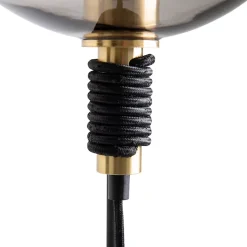 Lampadaire STELO 128,5cm moderne metal noir verre fume douille E27 salon salle a manger entree bureau luminaire