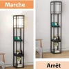 Lampadaire sur Pied à 3 Niveaux, avec Douilles E27, étagères et Tiroir de Rangement, pour Salon, Chambre, Balcon (Modèle A)