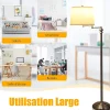 Lampadaire sur Pieds avec Bras Oscillant Rotative,avec Abat-jour,Interrupteur au Pied,Ampoules de E27 40W,pour Salon,Bureau