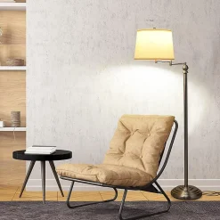Lampadaire sur Pieds avec Bras Oscillant Rotative,avec Abat-jour,Interrupteur au Pied,Ampoules de E27 40W,pour Salon,Bureau