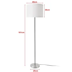 Lampadaire Tamworth E27 161 cm argent blanc lux.pro