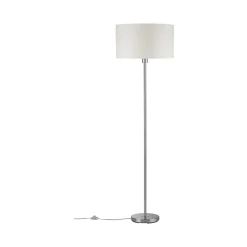 Lampadaire Tessa E27 max. 60W Crème Acier brossé Métal Tissus