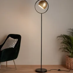 Lampadaire Toroba E27 IP20 or et noir L.28 x l..32.5cm