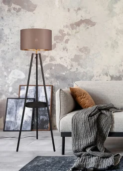 Lampadaire trois pieds design avec abat-jour tissu