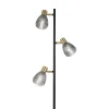 Lampadaire trois spots LINDITA 154 cm metal verre noir style retro hauteur 154 cm D: 23 cm douille E14 interrupteur a cordon