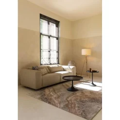 Lampadaire trépied abat-jour lin Fan Bamboo