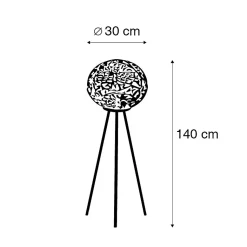 Lampadaire trépied Art déco doré - Maro