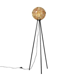 Lampadaire trépied Art déco doré - Maro
