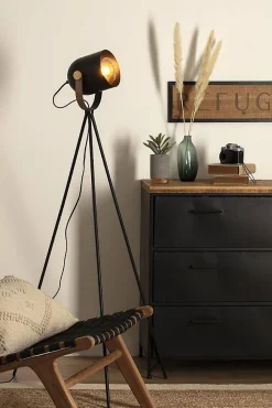 Lampadaire trépied Bil - métal - noir H136 cm - Atmosphera