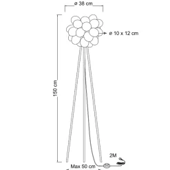 Lampadaire trépied chromé verre ambré ultra décoratif - Bartali
