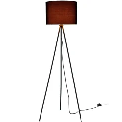 Lampadaire trépied E27 150cm X 60cm Abat-jour noir lux.pro