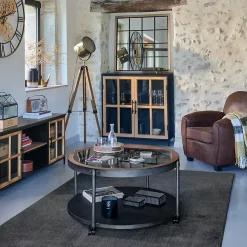 Lampadaire trépied Ebor bronze - bois & acier H152 cm - Atmosphera