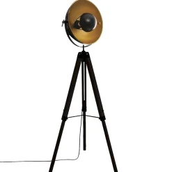 Lampadaire trépied Lahti noir & doré - métal H162 cm - Atmosphera
