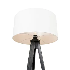 Lampadaire trépied noir avec abat-jour blanc 50 cm - Tripod Classic
