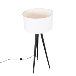 Lampadaire trépied noir avec abat-jour blanc 50 cm - Tripod Classic