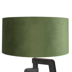 Lampadaire trépied noir avec abat-jour vert et or 50 cm - Puros
