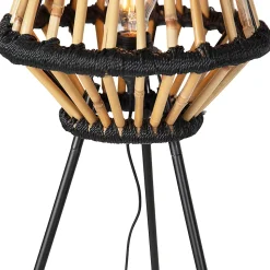 Lampadaire trépied oriental en bambou noir - Evalin