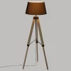 Lampadaire trépied Runo - bois et noir H145 cm - Atmosphera