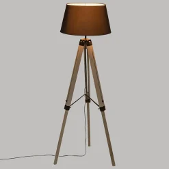 Lampadaire trépied Runo - bois et noir H145 cm - Atmosphera