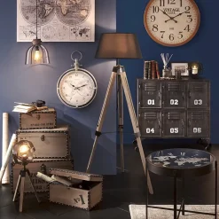 Lampadaire trépied Runo - bois et noir H145 cm - Atmosphera