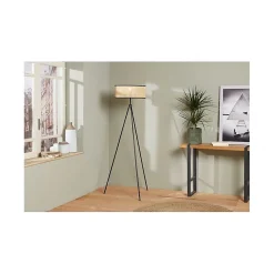 Lampadaire trépied Yuca abat-jour cannage Ostaria