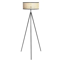 Lampadaire trépied Yuca abat-jour cannage Ostaria