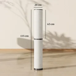 Lampadaire tube LED droit dimmable réglable 30W H.135cm avec télécommande acier lin beige