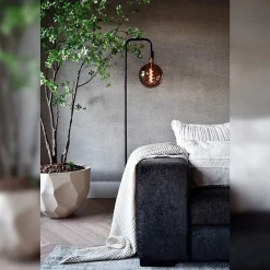 Lampadaire U-line métal noir E27 H.155cm Calex