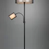 Lampadaire 1xE27 + 1xE14, max. 60W & 40W, Organza Fumé - Trio - Burton
