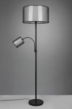 Lampadaire 1xE27 + 1xE14, max. 60W & 40W, Organza Fumé - Trio - Burton