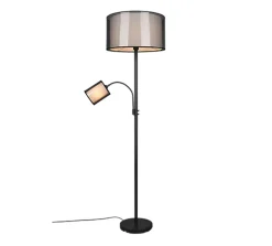 Lampadaire 1xE27 + 1xE14, max. 60W & 40W, Organza Fumé - Trio - Burton