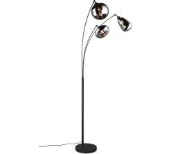 Lampadaire 3xE14 max 10W, H200 cm, Verre chromé, noir mat, IP20 - Trio - Lumina