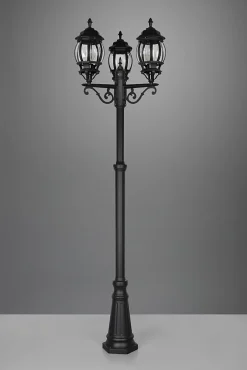 Lampadaire 3xE27, max. 60W, IP44, Fonte d'Aluminium Noir Mat - Trio - Elvo