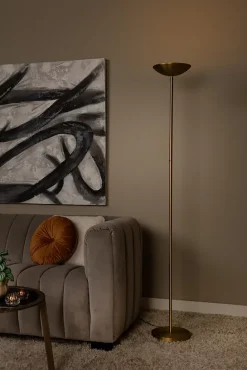 Lampadaire ZENITH en métal avec LED intégré - Or Mat / Laiton - Lucide